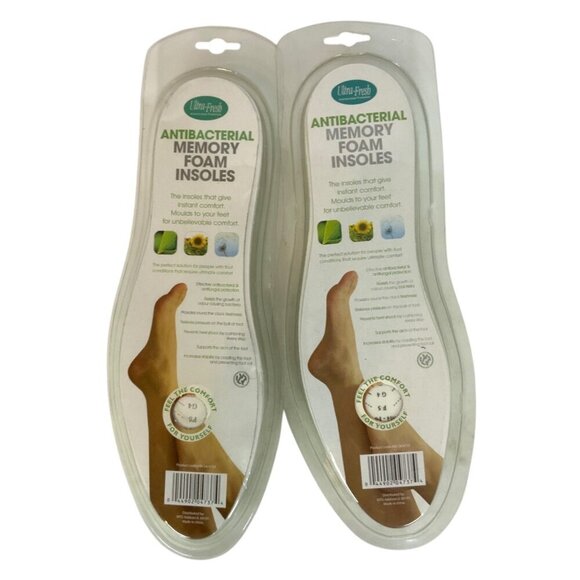 Ultra-Fresh Antibacterial Memory Foam Comfort Insoles 2 Pair Unisex Trim To Fit - Picture 1 of 2